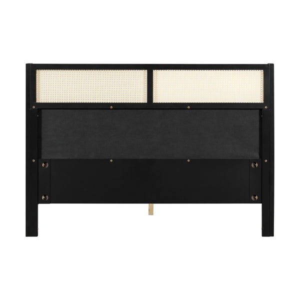 English Elm Queen Platform Bed Solid Wood Frame Velvet Headboard Modern Minimalist Bedroom N770PQ375070B