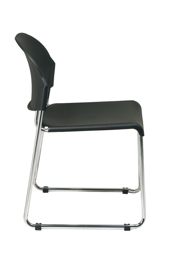 OSP Home Furnishings Stack Chair with Molded Plastic Seat Chrome Steel Frame Stackable Office Seating STC3030-2