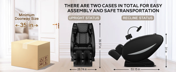 English Elm Massage Chair Recliner With Zero Gravity: Full Body Air Pressure For Ultimate Relaxation & Comfort W1875P370163