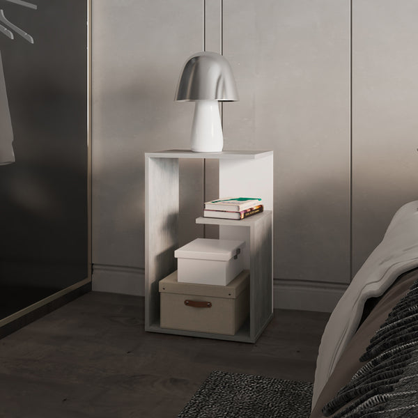 English Elm Side Table Sallis — Compact Engineered Wood Accent Table with Open Shelf, Portable Space-Saving Design Gray B092P309175