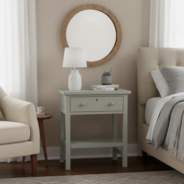 English Elm Finley Rustic 1-Drawer Nightstand with Open Shelf, Distressed Wood Finish, Dovetail Drawer Craftsmanship Antique Gray B050P376952