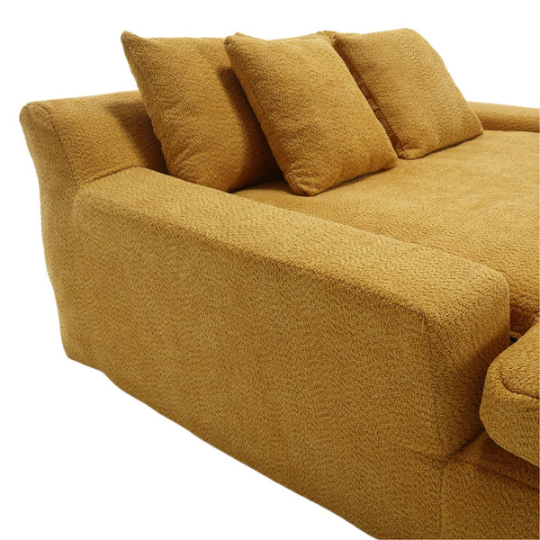 English Elm COOLMORE Chenille 2-seater lazy sofa with 5 back pillows, deep seat comfy lounge for living room comfort Mustard yellow W395P197934