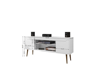 English Elm Bradley 63" White Tv Stand - Modern Mid-Century Design With Storage & Cable Management Solutions B365P398365