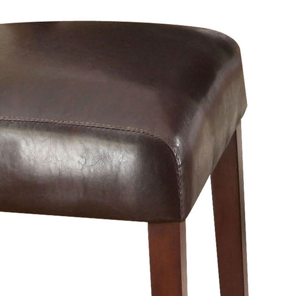 English Elm Espresso Tufted Back Side Chairs Set of 2 — Espresso PU Leather, Walnut Legs, Biscuit Tufting Elegance B062P189086