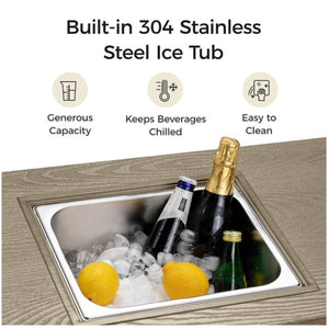 English Elm 47" Outdoor Aluminum Fire Pit Table 50000 Btu Propane with Ice Bucket Station Beige B082P454968