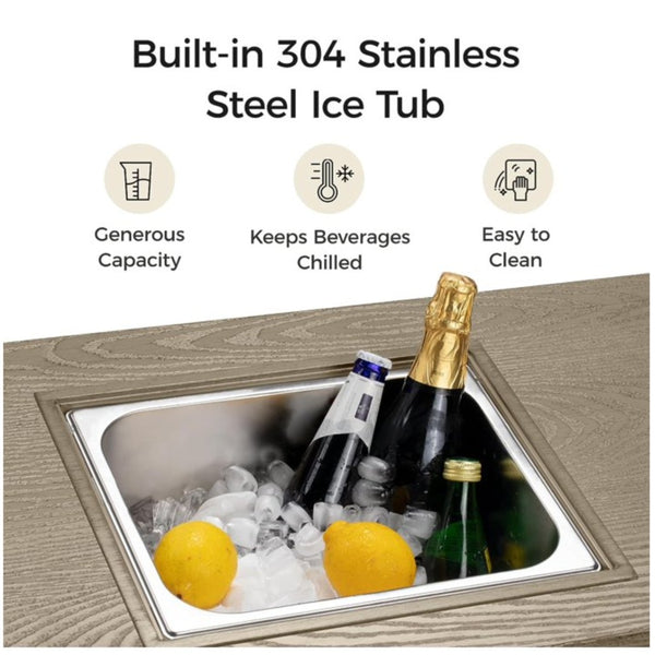 English Elm 47" Outdoor Aluminum Fire Pit Table 50000 Btu Propane with Ice Bucket Station Beige B082P454968