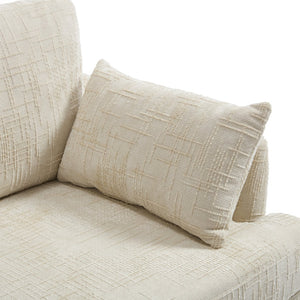 English Elm Modern chenille 2-seater sofa with LED lighting, USB charging, storage pocket, sturdy wood legs Beige W395P318540