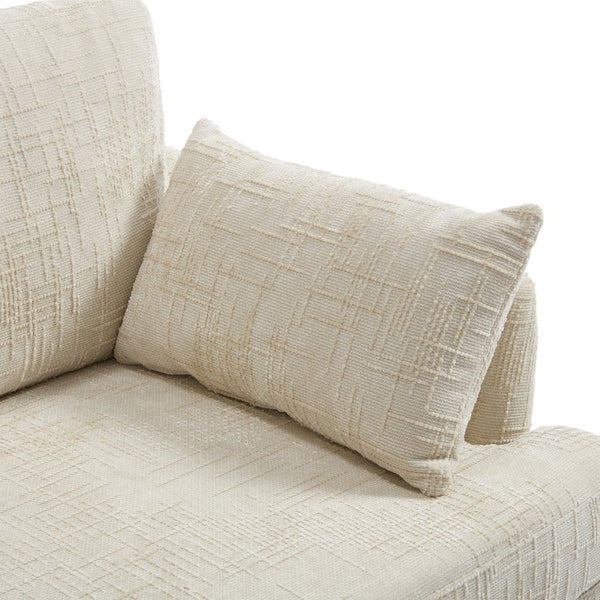 English Elm Modern chenille 2-seater sofa with LED lighting, USB charging, storage pocket, sturdy wood legs Beige W395P318540