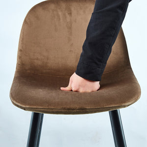 English Elm Bar Velvet Counter Stools Set of 2 30" Ergonomic Back Support Velvet Seats Sturdy Metal Legs & Footrest Stylish Durable Assembly Ready Brown B205P205644