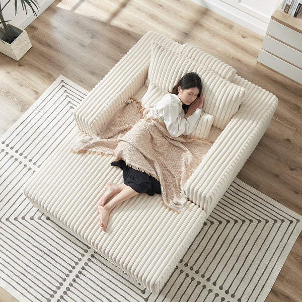 English Elm 75-Inch Corduroy Sponge Lounge Chair With Removable Footrest – Stylish, Comfortable, No Assembly Needed! W834P206099