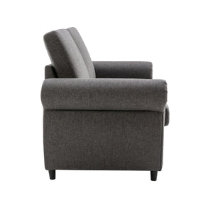 English Elm 57.9" Orisfur Pull Out Sofa Bed Loveseat Sleeper with Twin Memory Mattress, Linen Upholstery, USB Ports Grey N719P210624E