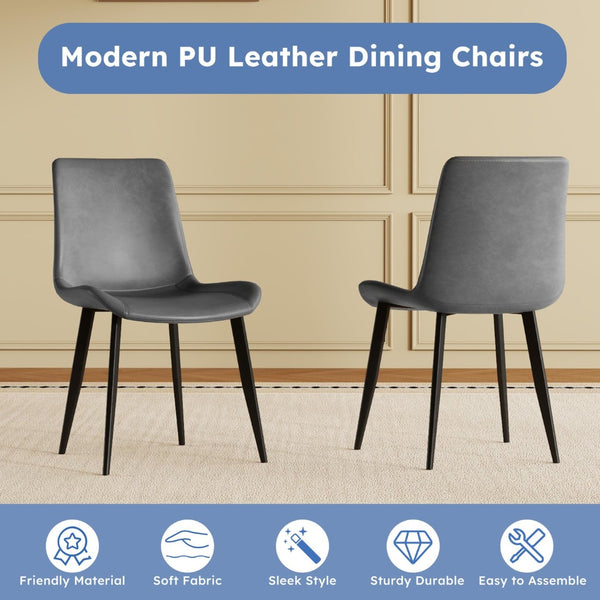 English Elm Dining Chairs Set of Four Gray Pu Leather Gold Leg Modern Kitchen Seating W2700P352198