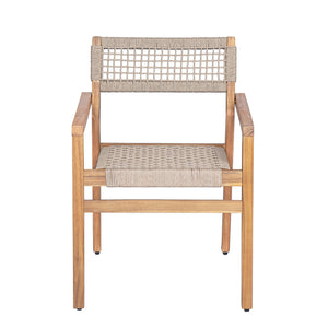 English Elm Christopher Knight Home® - Outdoor Rope Woven Acacia Dining Chair Set with Breathable Backrest and Durable Weather‑Resistant Wood Teak 39.5 L x 24.25 W x 10.25 H N776P247440T