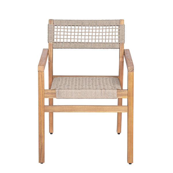 English Elm Christopher Knight Home® - Outdoor Rope Woven Acacia Dining Chair Set with Breathable Backrest and Durable Weather‑Resistant Wood Teak 39.5 L x 24.25 W x 10.25 H N776P247440T