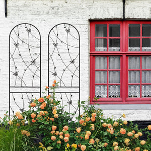 English Elm 4 Pack Powder-coated Metal Garden Trellis Panels Rustproof Climbing Plant Support Outdoor W1586P268062