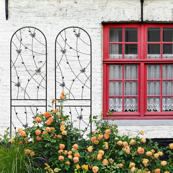 English Elm 4 Pack Powder-coated Metal Garden Trellis Panels Rustproof Climbing Plant Support Outdoor W1586P268062
