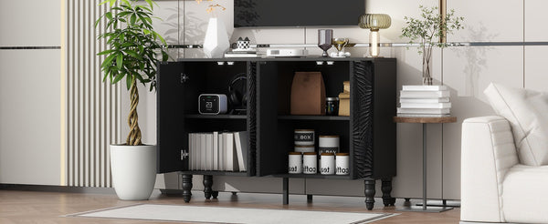 English Elm Vibe 47.2'' Stylish Modern Tv Stand With Solid Wood Legs, Spacious Storage & Anti-Tip Safety Design N724P233372B-GIGA