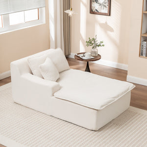 English Elm Right Armrest Chaise lounge chair sleeper with high-density foam, corduroy, no assembly, vacuum-ready Beige W1170P333286