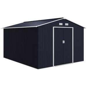English Elm Spacious Galvanized Steel Outdoor Shed with Vented Sloped Roof and Lockable Double Doors T3971S00178