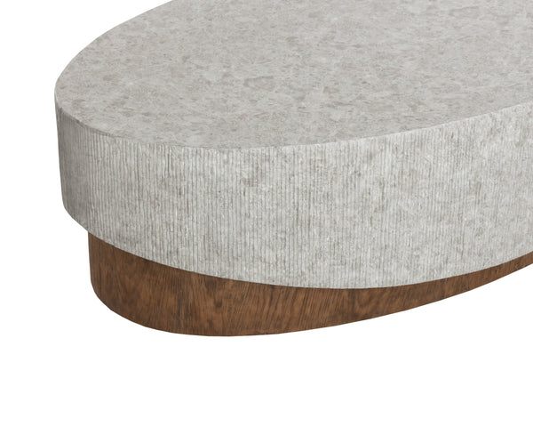 Sunpan Leda Coffee Table - Handcrafted Concrete Design With Marble Texture And Realistic Wood Base Finish Grey Concrete 111944