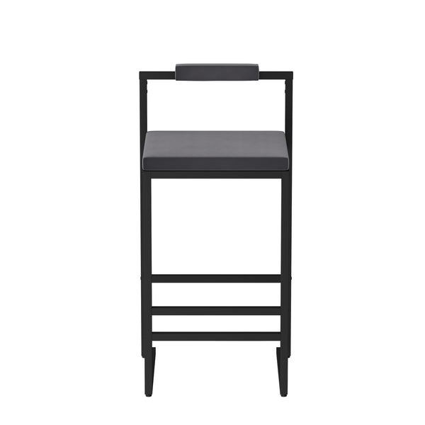 English Elm Bar Velvet Counter Height Bar Stools Set of 2 – Plush Gray Velvet, Matte Black Frame, 25.6" Seat W1757P310421