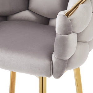 English Elm Christopher Knight Home® - 28'' Velvet Counter Stools Set of 2 with Gold Iron Frame, Plush Back & Footrest for Kitchen Grey N780P199861G