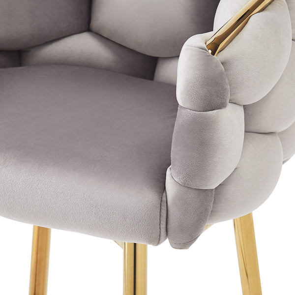 English Elm Christopher Knight Home® - 28'' Velvet Counter Stools Set of 2 with Gold Iron Frame, Plush Back & Footrest for Kitchen Grey N780P199861G