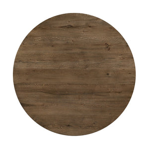 English Elm Transitional French Oak Veneer Round Dining Table Seats 6 with Bold X-base Pedestal B011P467557