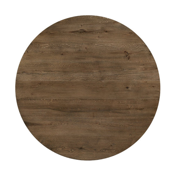 English Elm Transitional French Oak Veneer Round Dining Table Seats 6 with Bold X-base Pedestal B011P467557