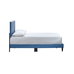 English Elm Baron Full Bed Frame with Faux Leather Upholstery, Slat Support, Adjustable Headboard Height, Fits 7–13" Blue 26.37 L x 60.39 W x 7.28 H B078P380172