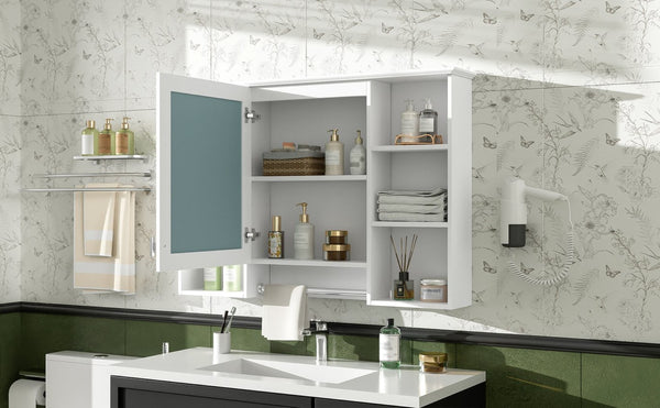 English Elm 3-in-1 Wall Mounted Bathroom Medicine Cabinet with Soft Close Mirror and Towel Bar White N710P358613K