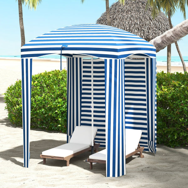 English Elm Outsunny 5.9' X 5.9' Portable Beach Umbrella Cabana With Uv Protection, Vents, Sandbags & Carry Bag W2225P174271-GIGA