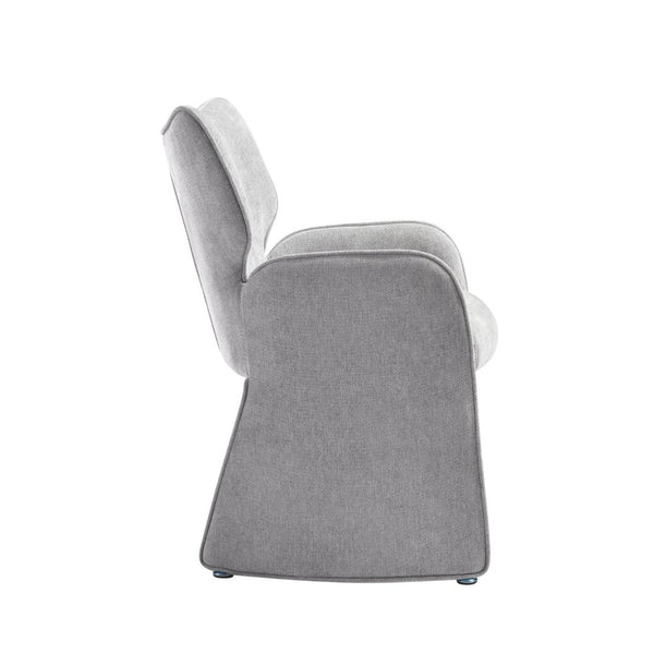 English Elm Alicia Sculptural Wraparound Upholstered Dining Chair with Curved Sled Base for Modern Rooms Gray B2736P464806