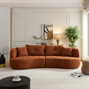 English Elm Wks7c Curved Modular Sofa Solid Wood Frame Fabric Upholstery Seats 4 Living Room Orange W2085S00060