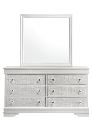 English Elm Blaze Modern 6-Drawer Dresser In Textured White With Velvet-Lined Drawers And Crystal Knobs B009P286630
