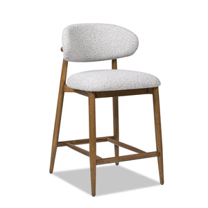 English Elm Jennifer Taylor Home - Locke Sustainable Rubberwood Counter Stool 26.5" Boucle Gray Upholstered Seat Back Modern Design B2719P238400