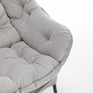 English Elm Accent Recliner Chair With Ottoman – Luxurious Gray Velvet Lounge Set For Stylish Relaxation At Home T3903P372937