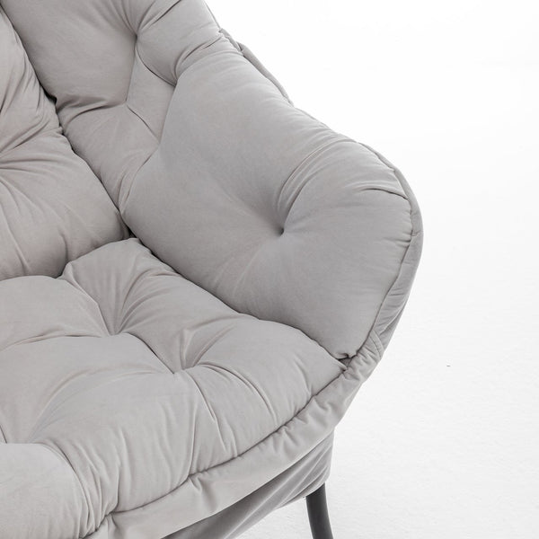 English Elm Accent Recliner Chair With Ottoman – Luxurious Gray Velvet Lounge Set For Stylish Relaxation At Home T3903P372937