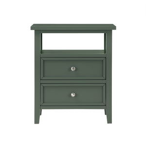 English Elm Weston Vintage Green 2-Drawer Nightstand with Open Shelf, Solid Wood & Dovetail Drawers, 26" L B050P376946