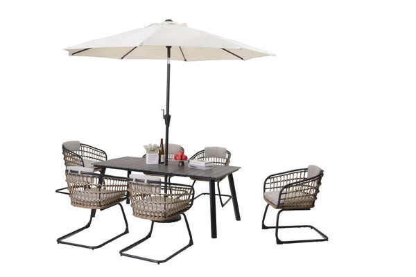 English Elm Wicker Outdoor Dining Chairs Set of 2 with Synthetic Rattan and Resort Style Appeal W3990P421170