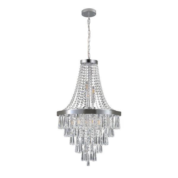 English Elm 20" K9 Crystal Chrome Chandelier 11 Arm Adjustable Drop for Foyer or Dining Room W2312P477370