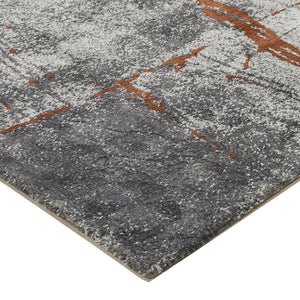 English Elm Jennifer Taylor Home - Quarry 5x6.5' Abstract Area Rug — Waterproof Polypropylene, Fade-Proof Medium Pile, Gray Cream Rust Elegance B2719P245965