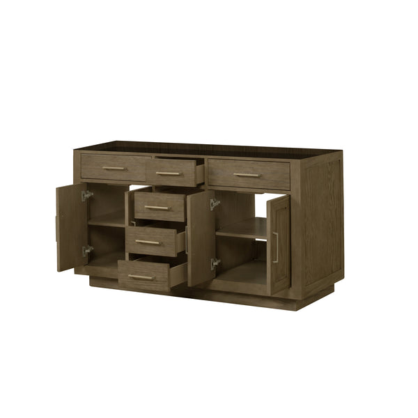 English Elm Grey Grey Oak Double Bath Vanity 60 in W x 22 in D - Midcentury 2-Sink Wood Cabinet, Soft-Close Drawers, Fully Assembled B2731P257742