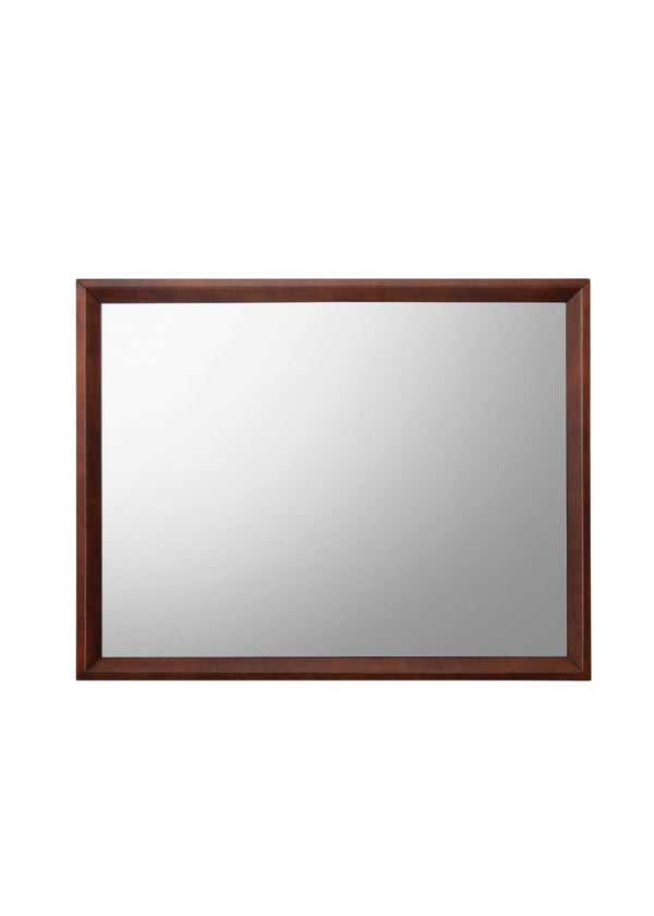 English Elm Ilana Cherry Finish Mirror with Rich Brown Okume Veneer Frame, 41" x 31" Clear Reflection, Durable Design B2726P257349