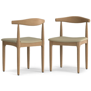 English Elm Molly Mid-Century Dining Chair Set of 2 – Beech Wood Frame, Cream Vegan Leather, Ergonomic Bent Backrest B136P266914