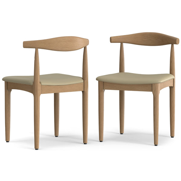 English Elm Molly Mid-Century Dining Chair Set of 2 – Beech Wood Frame, Cream Vegan Leather, Ergonomic Bent Backrest B136P266914