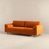 English Elm Ashcroft Furniture - Anthony  Burnt Orange Pillow Back Velvet Sofa