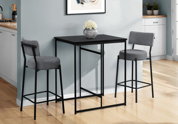 English Elm Barstool, Set Of 2 Contemporary Counter Height Stools In Grey Fabric With Black Metal Legs B2710P287020