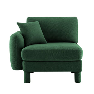 English Elm Lucas Modern LSF Sofa with Pillow in Green Bouclé – Plush Polyester, Wooden Frame, Coil Support W3041P337465