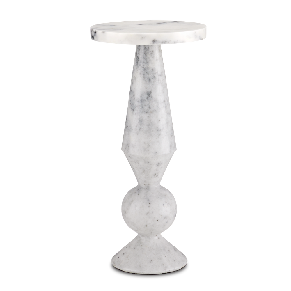 Quince White Marble Accent Table - Elegant Modern Design with Unique Natural Veining & Patterns
